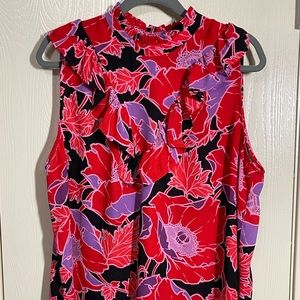 Who What Wear sleeveless purple pink and red ruffle blouse XXL